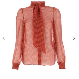 Saint Laurent Polka Dot Long-Sleeved Blouse